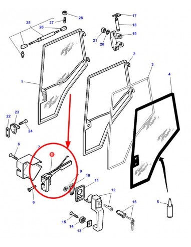 Maner, Incuietoare Usa, Broascsa, Interior Massey Ferguson 3804663M1, 6005029061, 1000109223